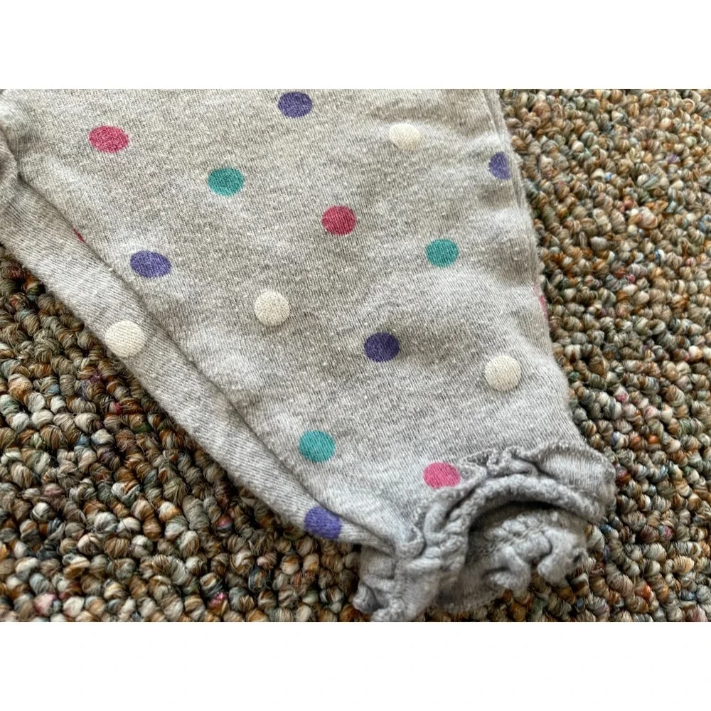 Carter's Girls Gray Polkadot Colorful Ruffle Cuff Pants 3M